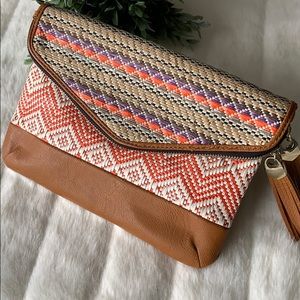 Tan leather Aldo clutch